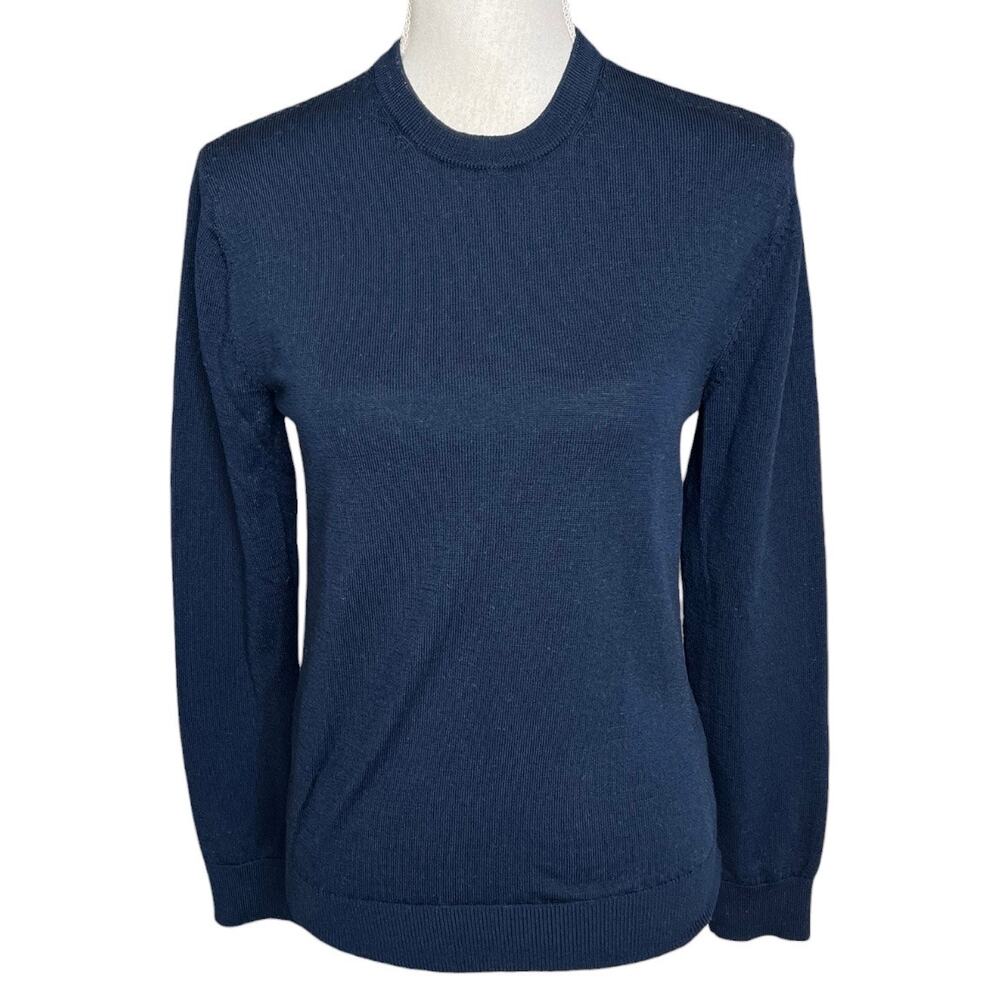 Bonobos navy blue extra fine merino wool sweater preppy quiet luxury heritage